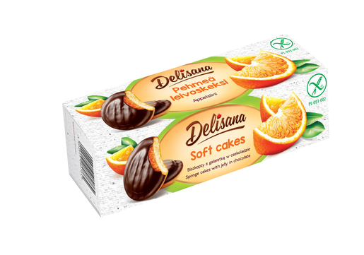 Delisana gluten free soft cakes orange 150g cakes with orange flavoured jelly in chocolate