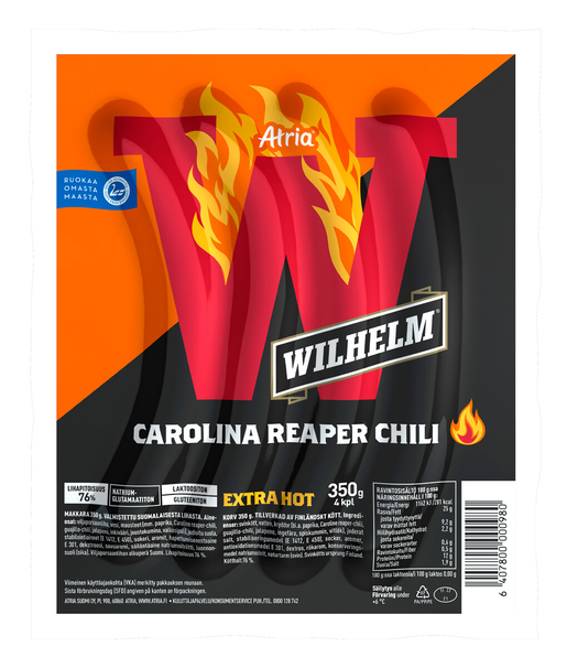Atria Wilhelm Carolina Reaper chili grillkorv 350g