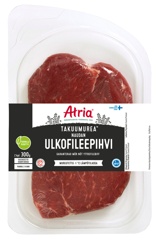 Atria guaranteed tender beef sirloin steak 300g