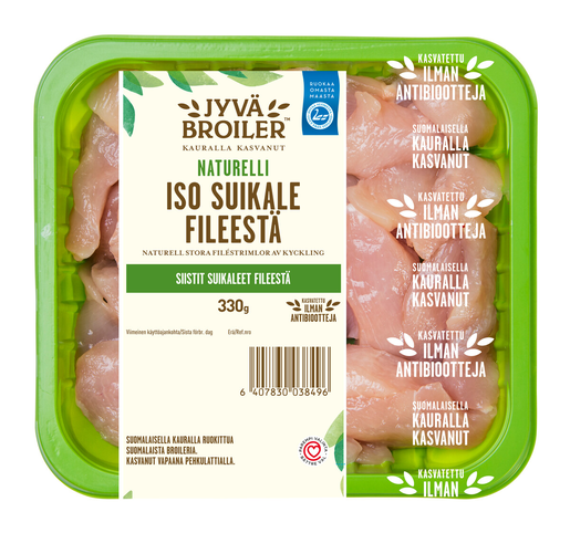 Jyväbroiler unseasoned chicken fillet large strips 330g