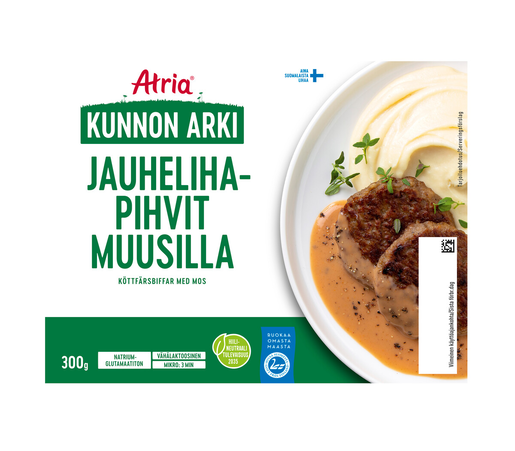 Atria Kunnon Arki köttfärsbiffar med mos 300g