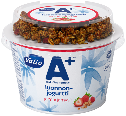 Valio A+ naturell yoghurt och mysli med bär 200g laktosfri