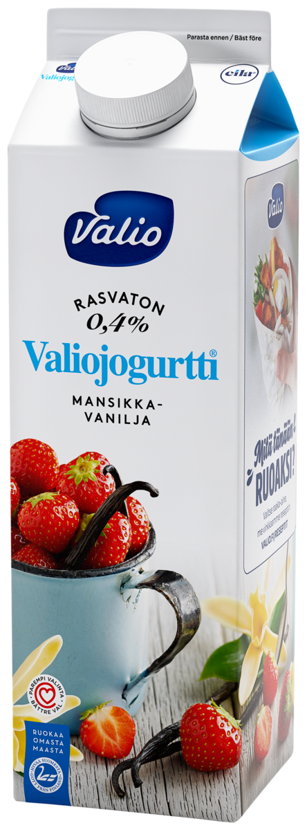 Valio strawb-vanil yoghurt 1kg fat free, lactose free