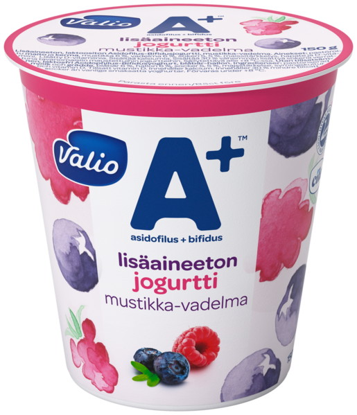 Valio A+ blåbär-hallon yoghurt 150g laktosfri
