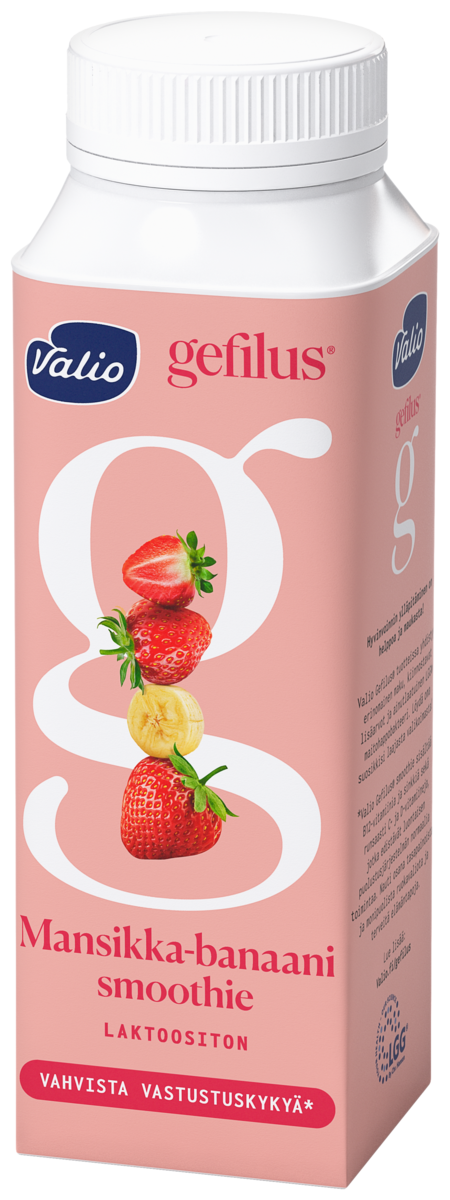 Valio Gefilus strawberry-banana smoothie drink yoghurt 2,5dl lactose free