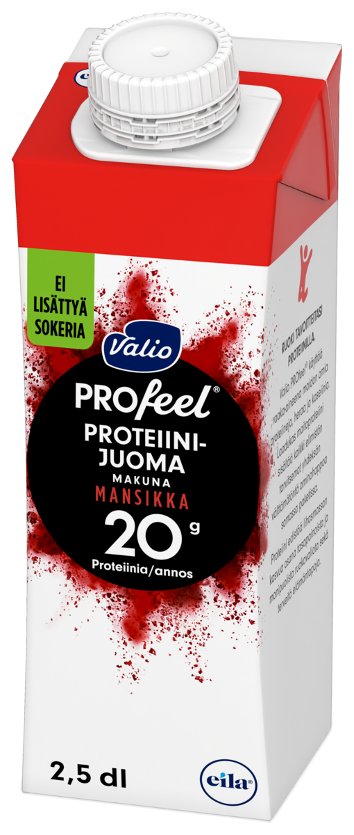 Valio PROfeel jordgubbsmak proteindryck 2,5dl osockrad, laktosfri, UHT