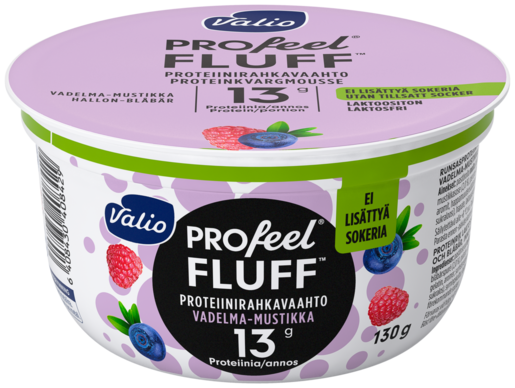 Valio PROfeel FLUFF proteiinirahkavaahto sokeroimaton 130 g vadelma-mustikka laktoositon