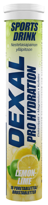 Dexal Pro Hydration sitruuna-limetti-kofeiini poretabletti 18kpl ravintolisä