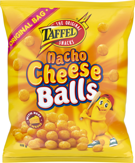 Taffel Nacho Cheese Balls flavoured cheese snacks 115g