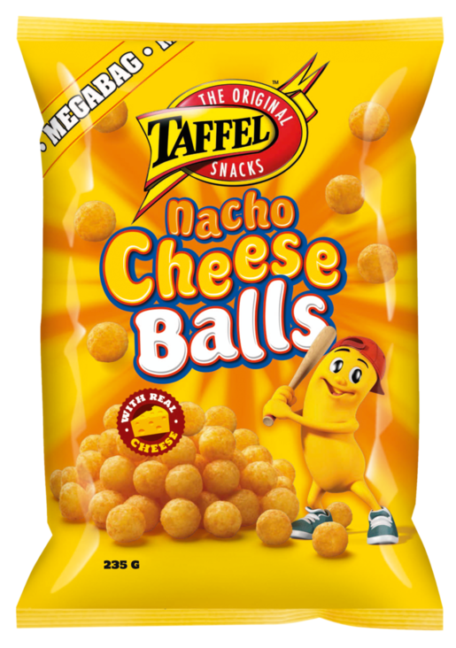 Taffel Nacho Cheese Balls kryddade ostsnacks 235g