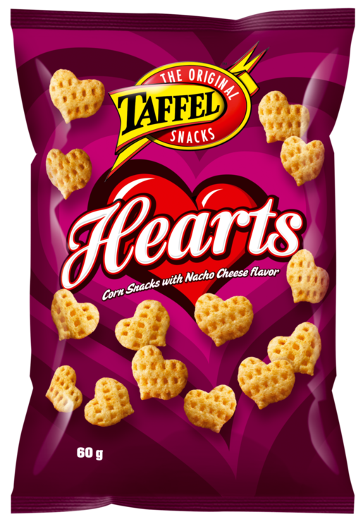 Taffel Hearts flavoured corn snacks 60g