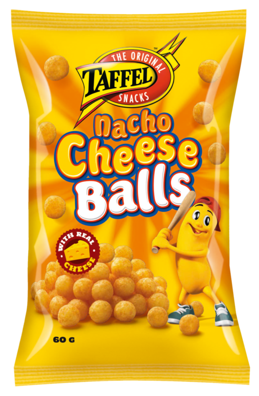 Taffel Nacho Cheese Balls kryddade ostsnacks 60g