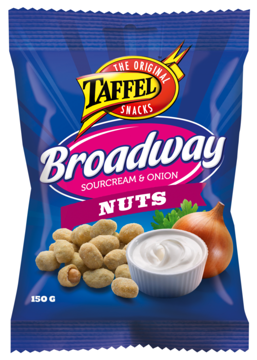 Taffel Broadway Nuts creme fraiche lök kryddbelagda jordnötter 150g