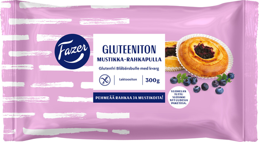 Fazer Blueberry sweet bun 4pcs/300g gluten free frozen fully baked