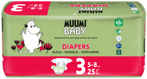 Muumi Baby Diapers tejpblöja stor 3 5-8kg 25st