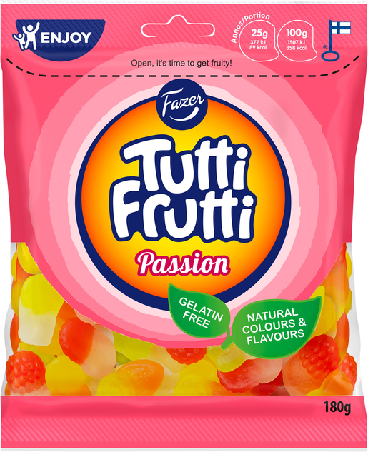 Tutti Frutti Passion fruit flavoured assorted sweets 180g