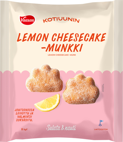 Vaasan Kotiuunin Lemon Cheesecake-munkki sokeroitu 8x45g deepfrozen