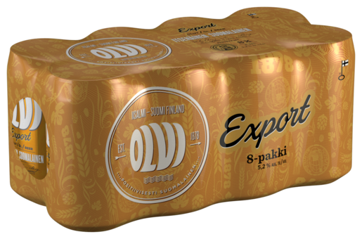 8 x OLVI Export 5,2 % öl 0,33 l burk krymp