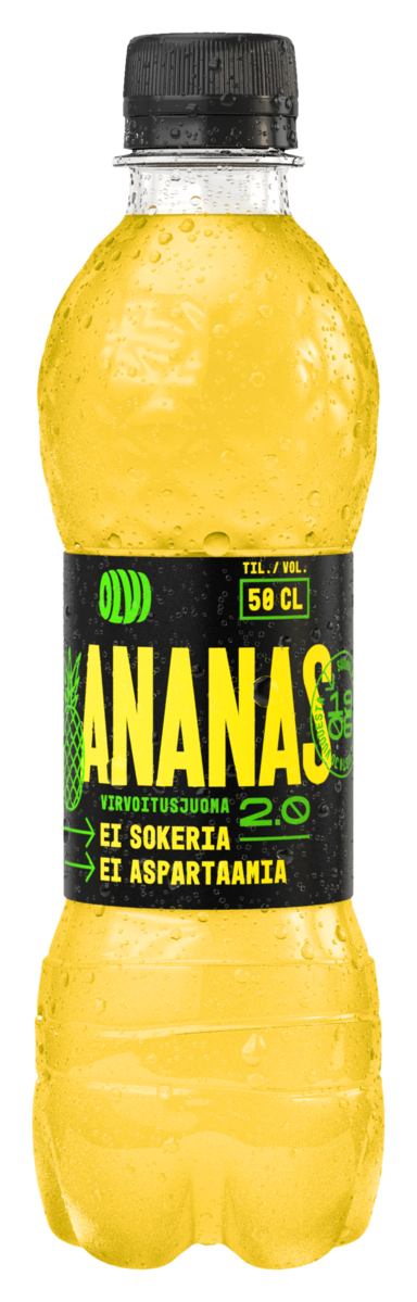 OLVI Ananas 2.0 Sokeriton virvoitusjuoma 0,5l pullo