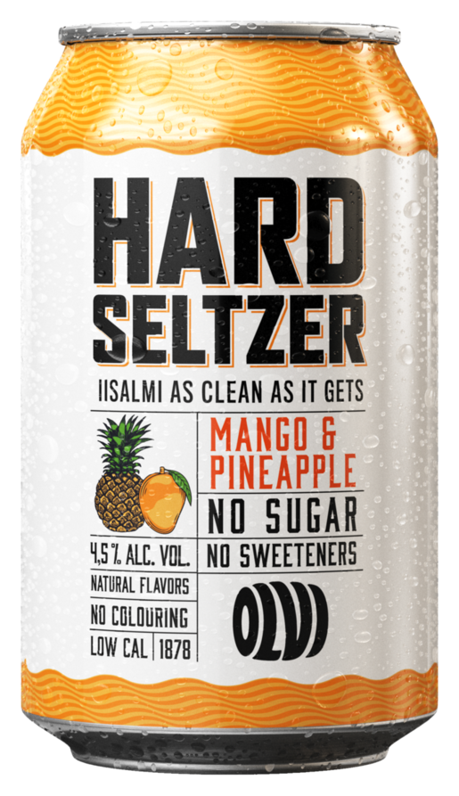 OLVI Hard Seltzer Mango-ananas 4,5% 0,33l tölkki