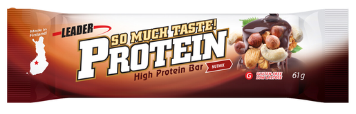Leader Protein so much taste gluteeniton proteiinipatukka pähkinäsekoitus ja tummansuklaanmakuinen 61g