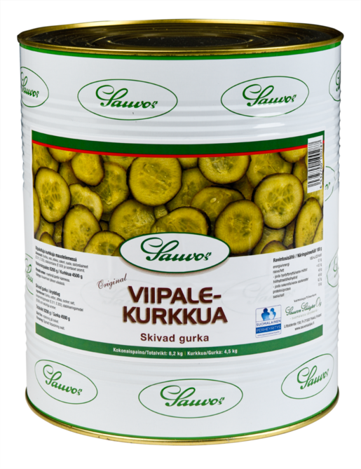 Sauvos pickled cucumbers slices 8,2/4,5kg