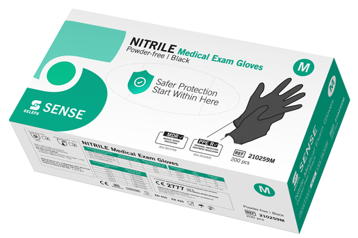 Selefa Sence Nitrile gloves 200pcs M black powder free