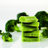 Findus Broccoli purée 2kg. Heat treated and individually quick frozen in pellets.