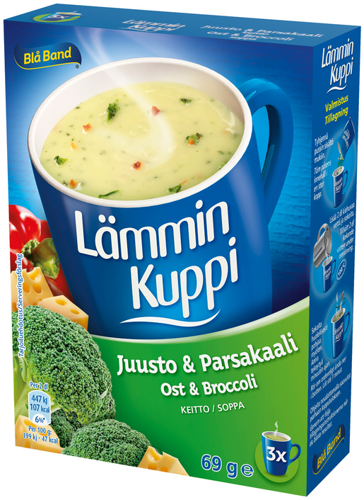 Blå Band Lämmin Kuppi ost-broccolisoppa 3x23g laktosfattig