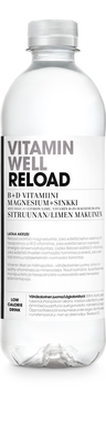 500ml Vitamin Well Reload, lemon & lime -flavoured non-carbonated beverage with added vitamins