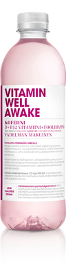 500ml Vitamin Well Awake, raspberry flavoured non-carbonated beverage with added vitamins