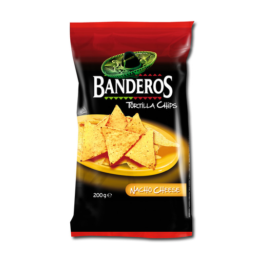 Banderos Tortilla chips juusto 200g juustonmakuinen maissilastu