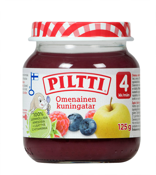 Piltti apple, blueberry, raspberry berry and fruit puree 4months 125g