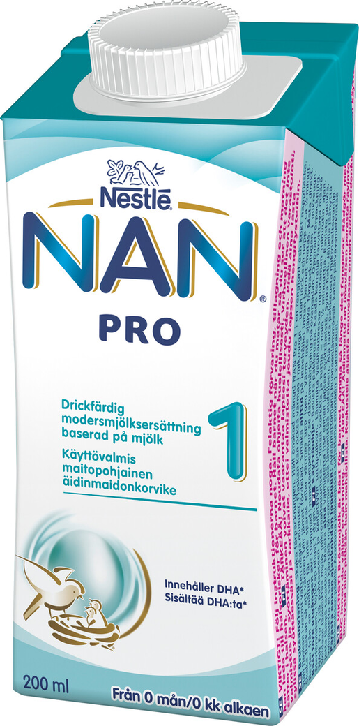 Nestlé Nan 200ml Pro 1 maitopohjainen käyttövalmis äidinmaidonkorvike