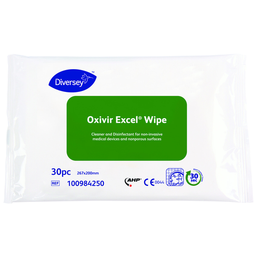 Diversey Oxivir Excel Wipe cleaner and disinfectant for non-invasive medical devices and nonporous surfaces 30pcs