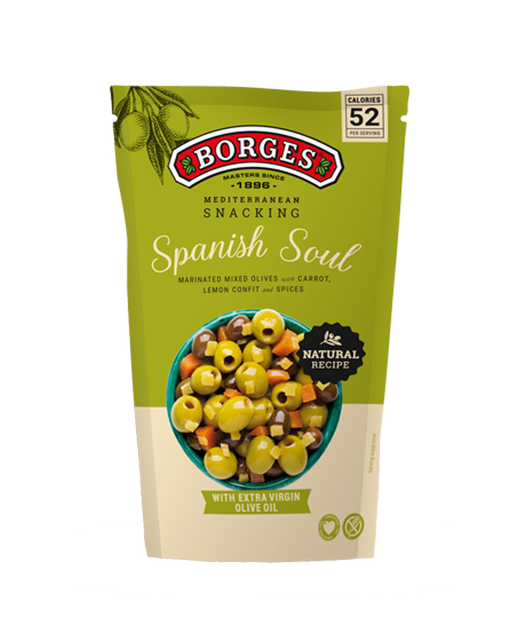 Borges Spanish Soul green and black olives with carrot and lemon with with extra virgin olive oil 350/150g