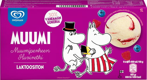 Ingman Moomin Family's Picnic Blueberry 1000ml lactose free dairy ice cream