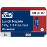 Tork lunch red napkin 1-ply 1/4-fold 32,5cm 500pcs