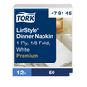 Tork Linstyle® Dinner valkoinen lautasliina 39cm 1/8taitto 50kpl
