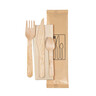 Biopak ecoecho cutlery pack wooden waxed fork, knife, coffeespoon and napkin 215mm