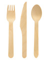 Biopak cutlery set waxed wooden fork, knife and spoon 165mm 6pcs