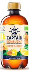 The Gutsy Captain Kombucha Ginger Lemon, Inkiväärin ja sitruunan makuinen kombucha-juoma luomu 400ml