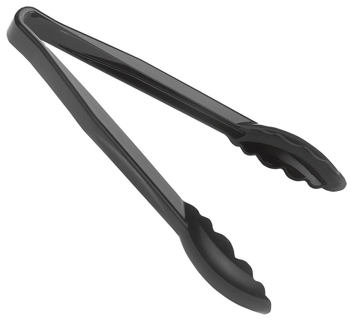 Lugano tongs scalloped edge 23cm black POM-plastic